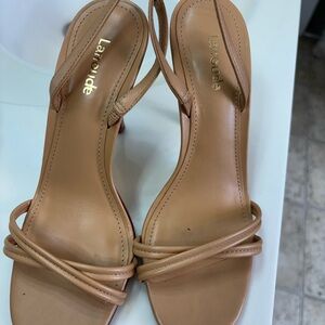Larroude Nude Strappy Heels
